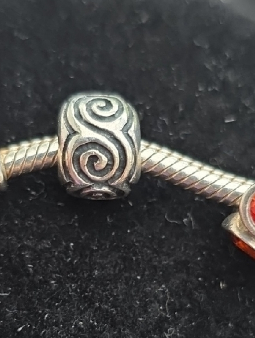 Silver Charm Bracelet with Red Crystal Charm